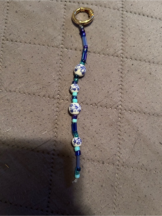 Jewelry - Blue Beaded Porcelain Charm Keychain/Bag Charm- Women Jewelry